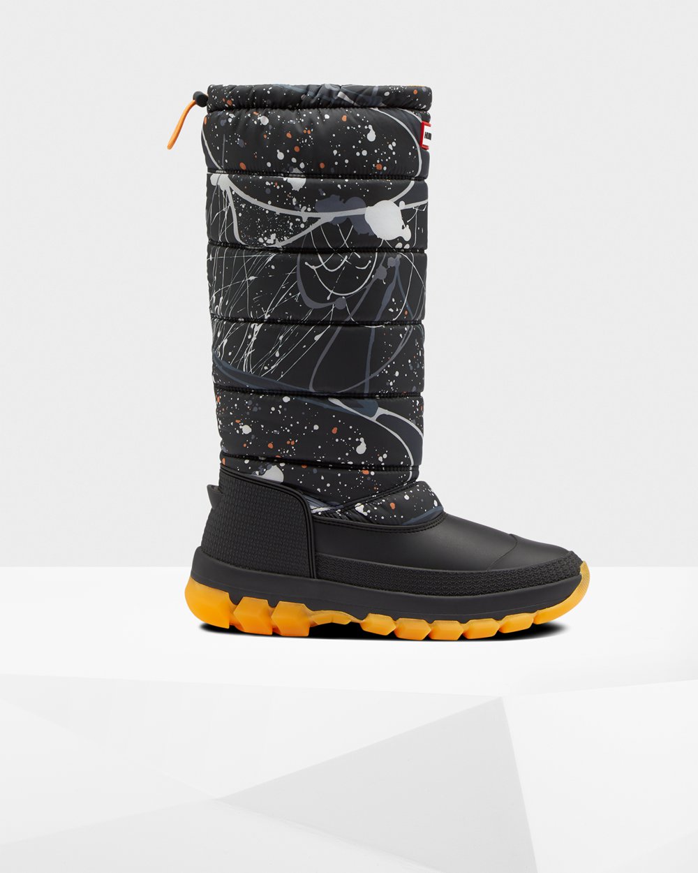 Womens Snow Boots - Hunter Original Printed Insulated Tall (52WSXFBHD) - Grey Black
